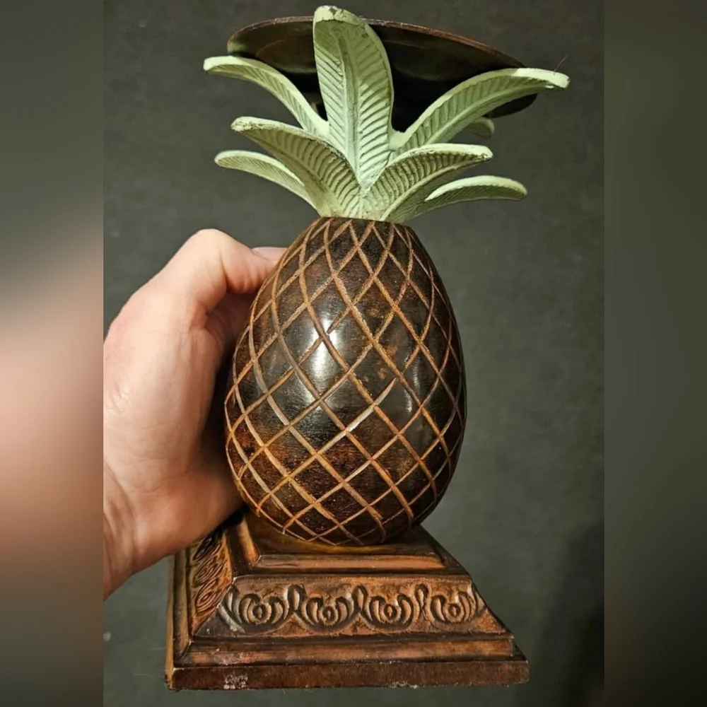 Brass Pineapple Tommy Bahama Style Heavy Candle Holder 7